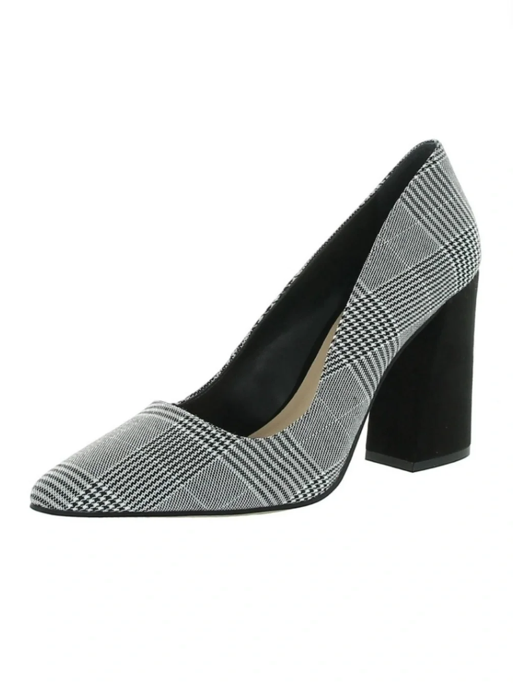 Vince Camuto Talise Plaid Pointy Toe Block Heel Pumps